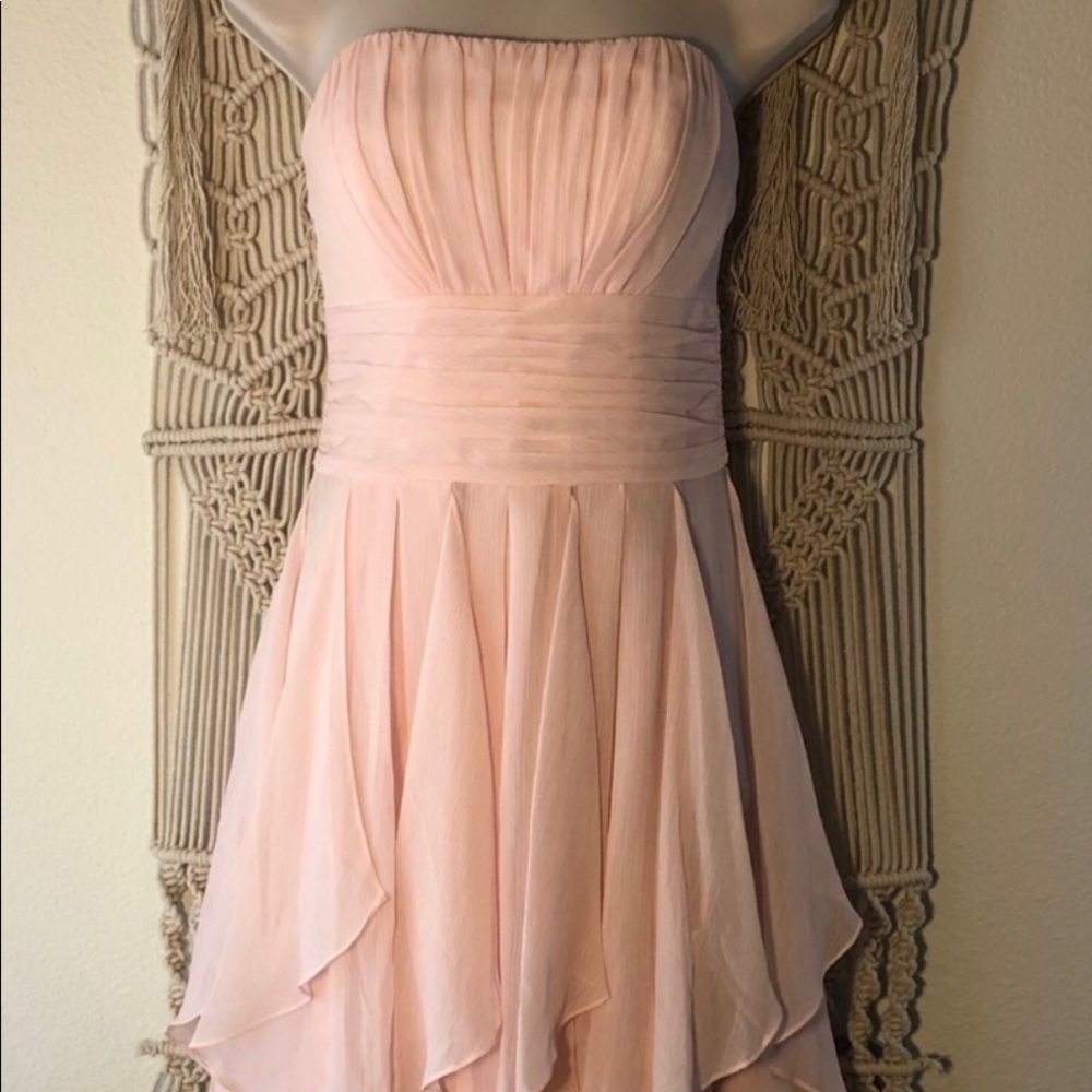 David’s Bridal Petal Pink short bridesmaid dress